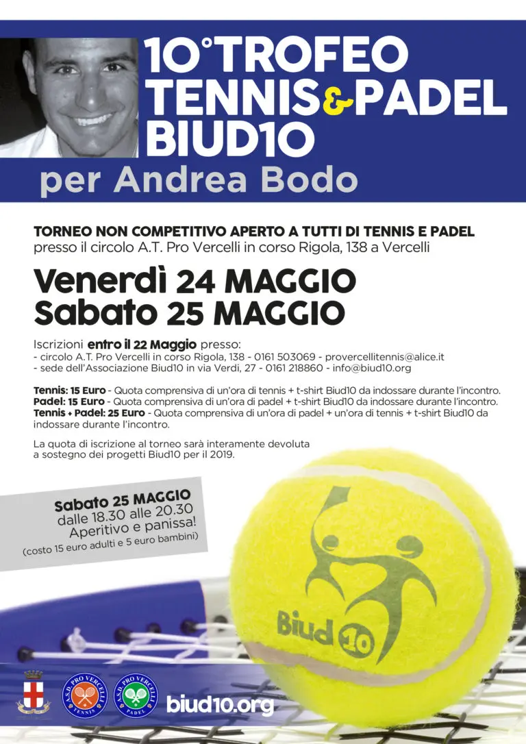 10° Edizione del Torneo di Tennis Biud10 per Andrea Bodo