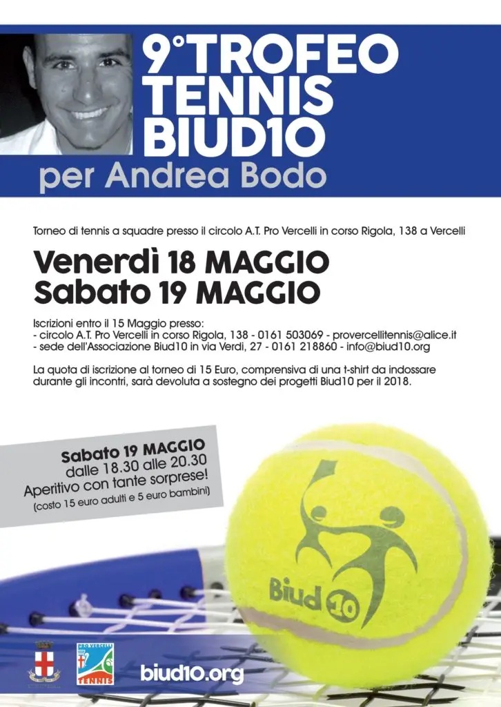 9° Edizione del Torneo di Tennis Biud10 per Andrea Bodo