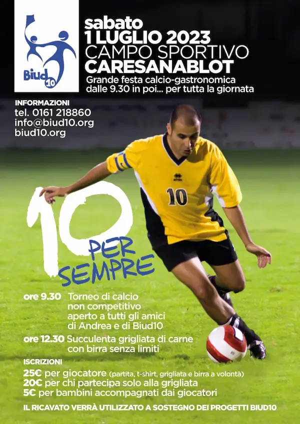 Sabato 1 Luglio 2023 Torna la festa calcio-gastronomica BIUD10 !