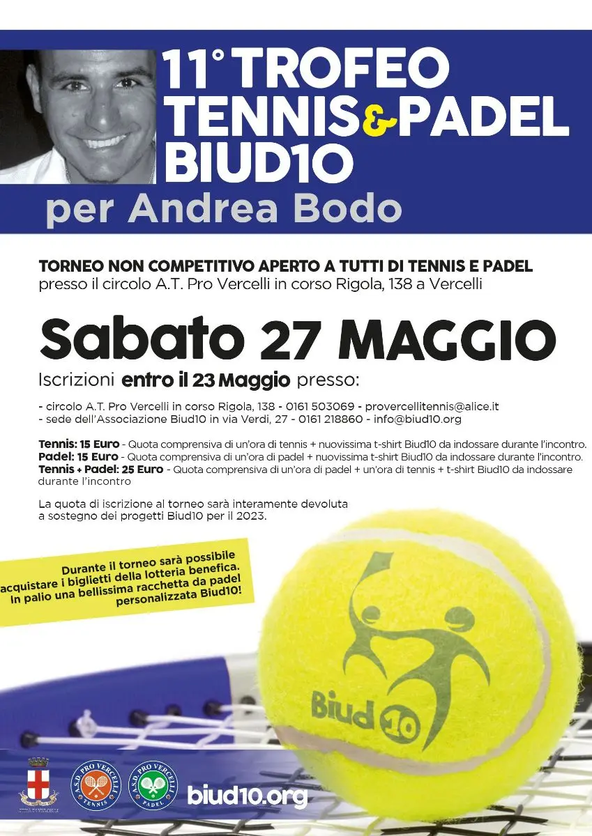 11° Edizione Torneo Tennis & 2° Padel Biud10 per Andrea Bodo