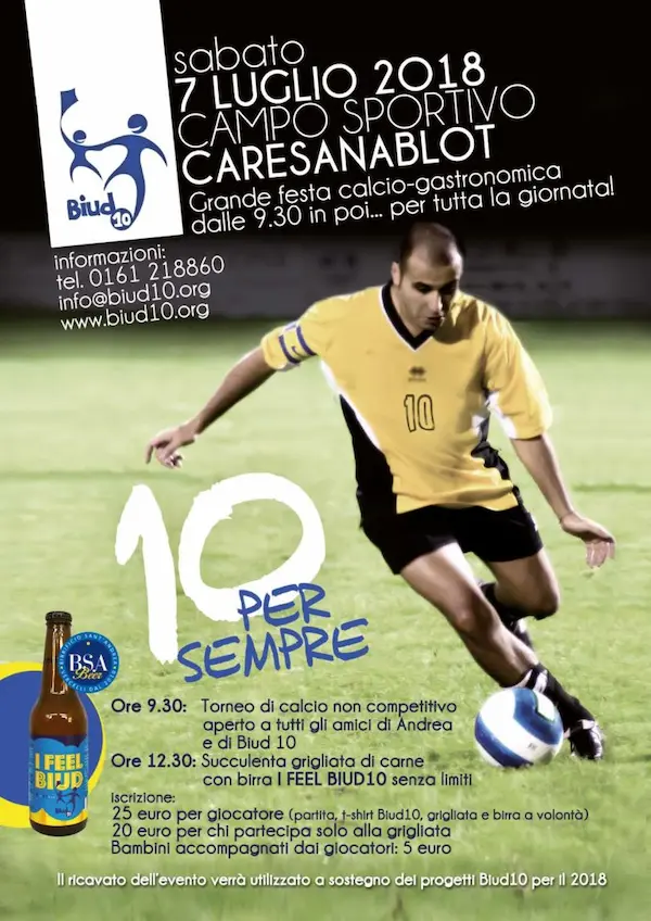 Sabato 7 Luglio 2018 – Torna la festa calcio-gastronomica BIUD10 !