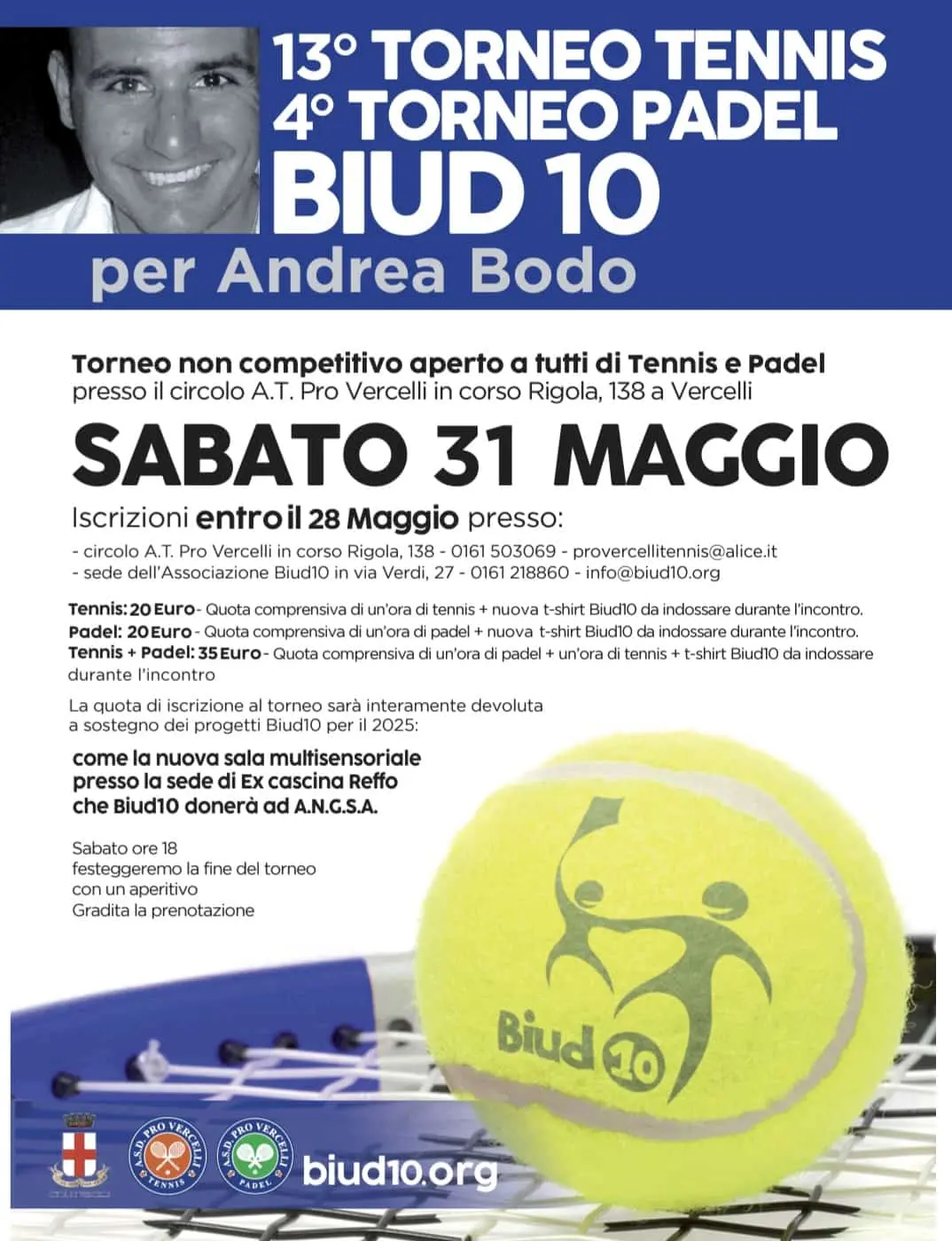 Donati 15.000 Euro al Micronido “Andrea Bodo” per Tata Mia. Foto e numeri del torneo Tennis & Padel Biud10
