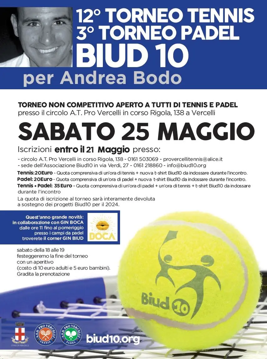 12° Edizione Torneo Tennis & 2° Padel Biud10 per Andrea Bodo