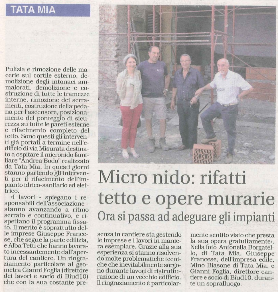 2012 - Micronido familiare "Andrea Bodo" per Tata Mia